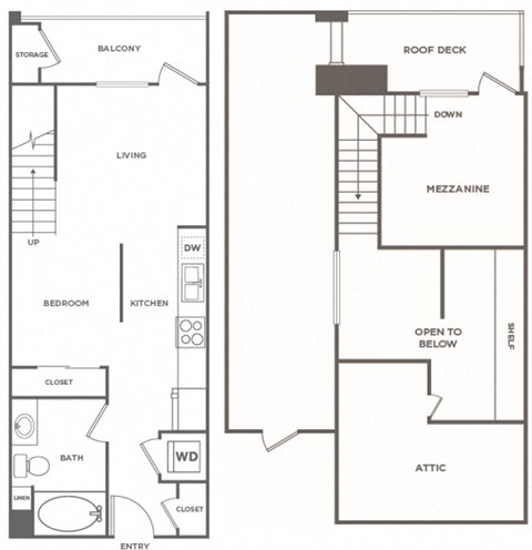 Floor plan for studio, 1 bath, 680 sqft